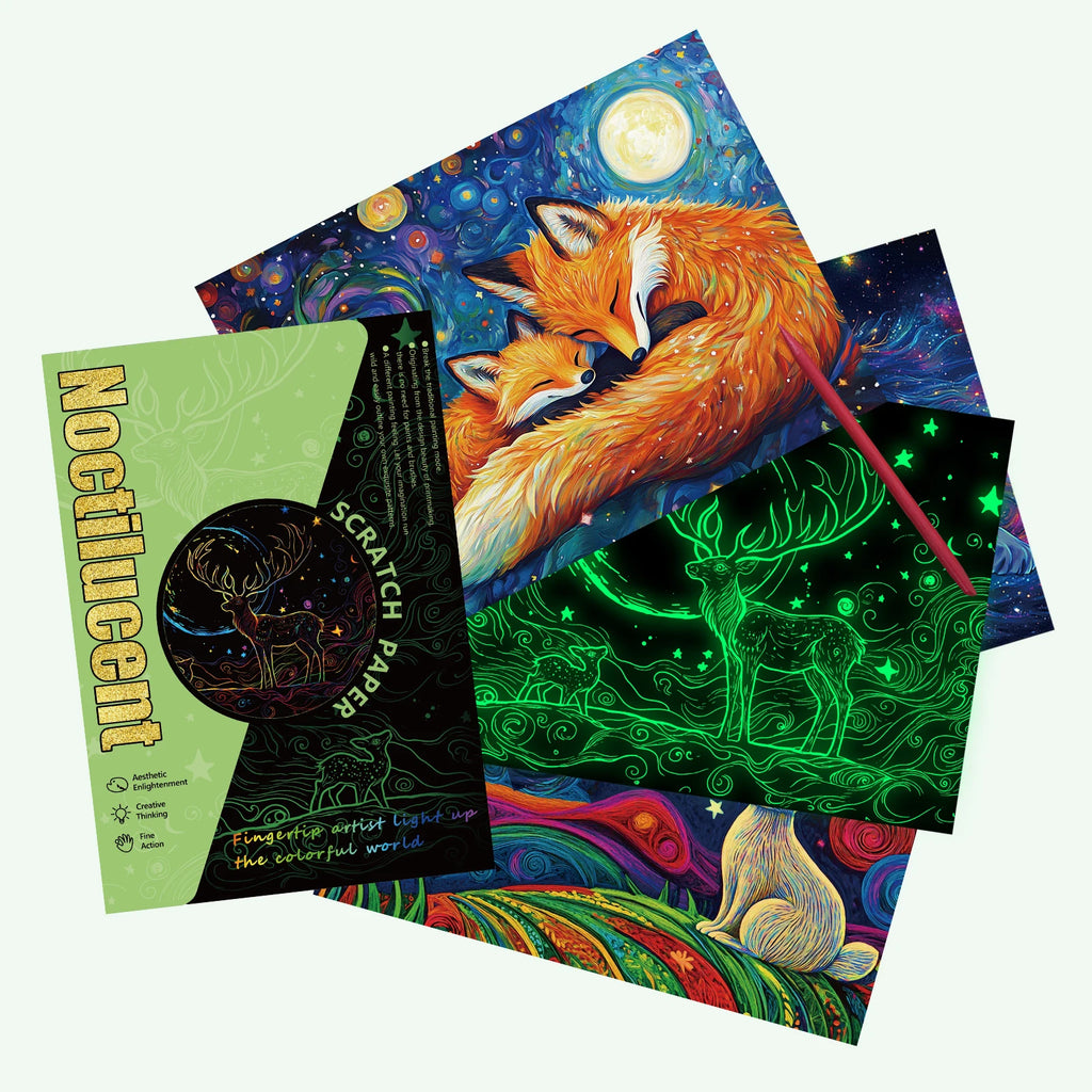 New Design Luminous Adults Scratch Painting Lion Rabbit Fox Starry Sky Kid Scratch Book DIY Children Kid Creative