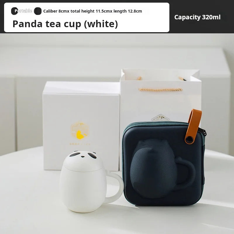 Panda Ceramic Tea Cup with Lid Office Filter for Water or Tea Perfect Gift Idea