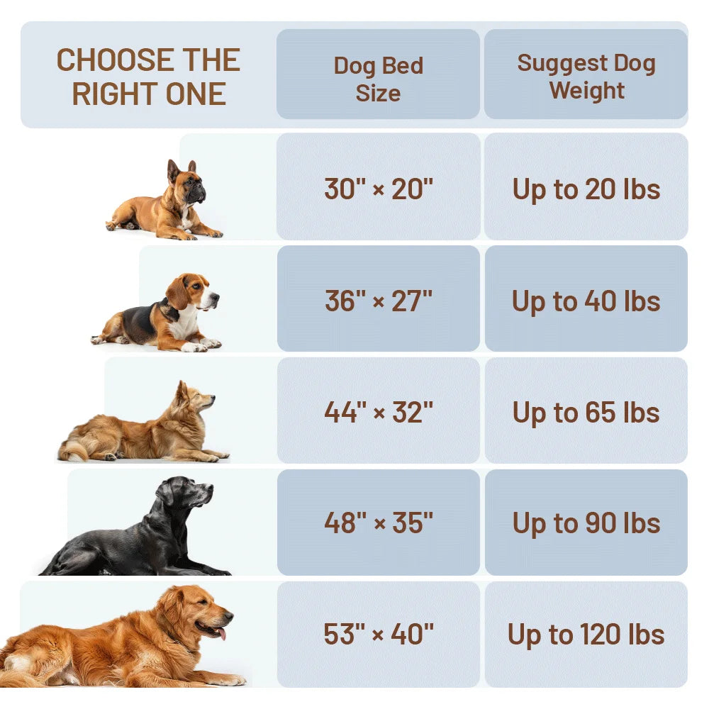Plush Orthopedic Memory Foam Dog Bed Large Luxury Waterproof Reversible Pet Bed with Washable Cover & Non-Slip Bottom