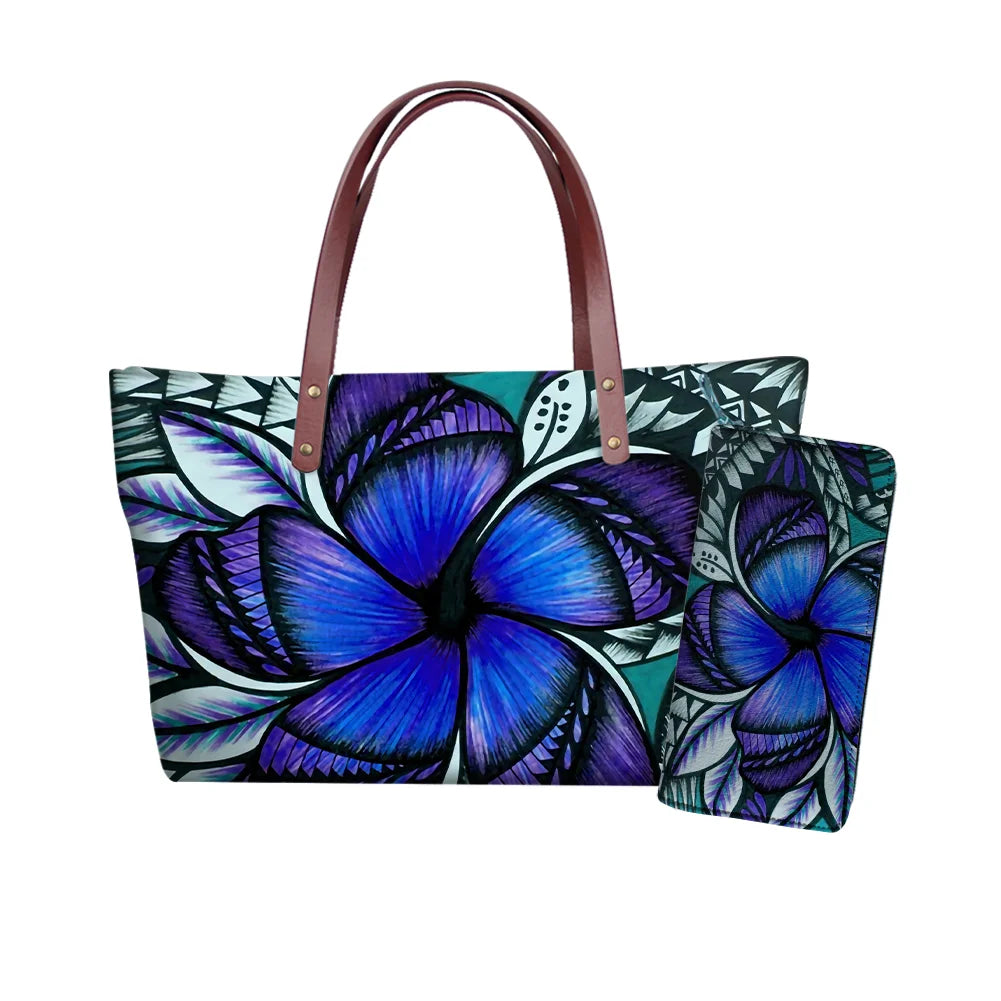 Traditional Tribal Polynesian Print Satchel Handbag Set Young Girls Hand Bags and Purses for Women Luxury Custom Purse with Logo
