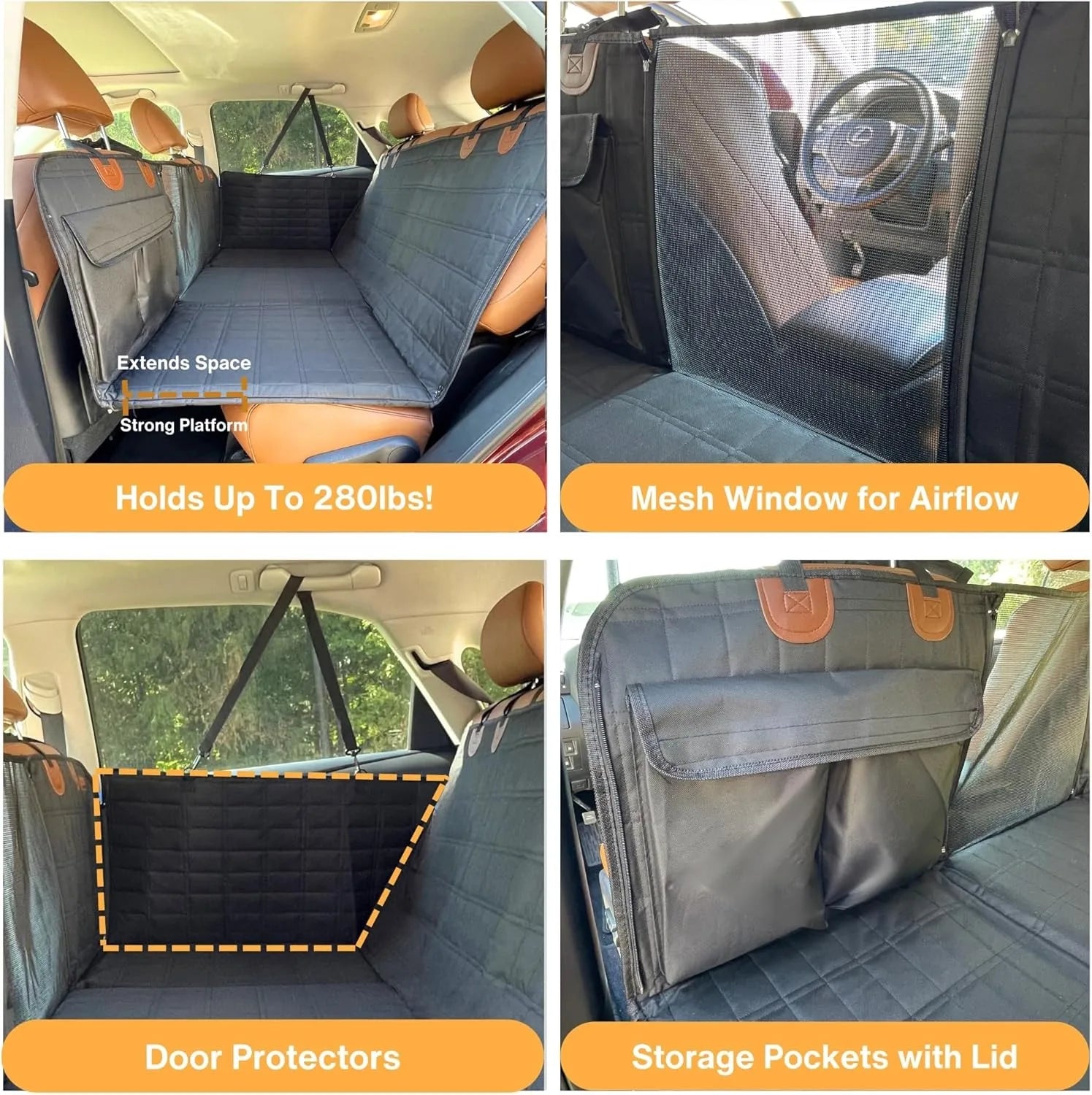 Pet Backseat Cover Protector Hard Bottom Extender Waterproof Pet Car Seat Cover
