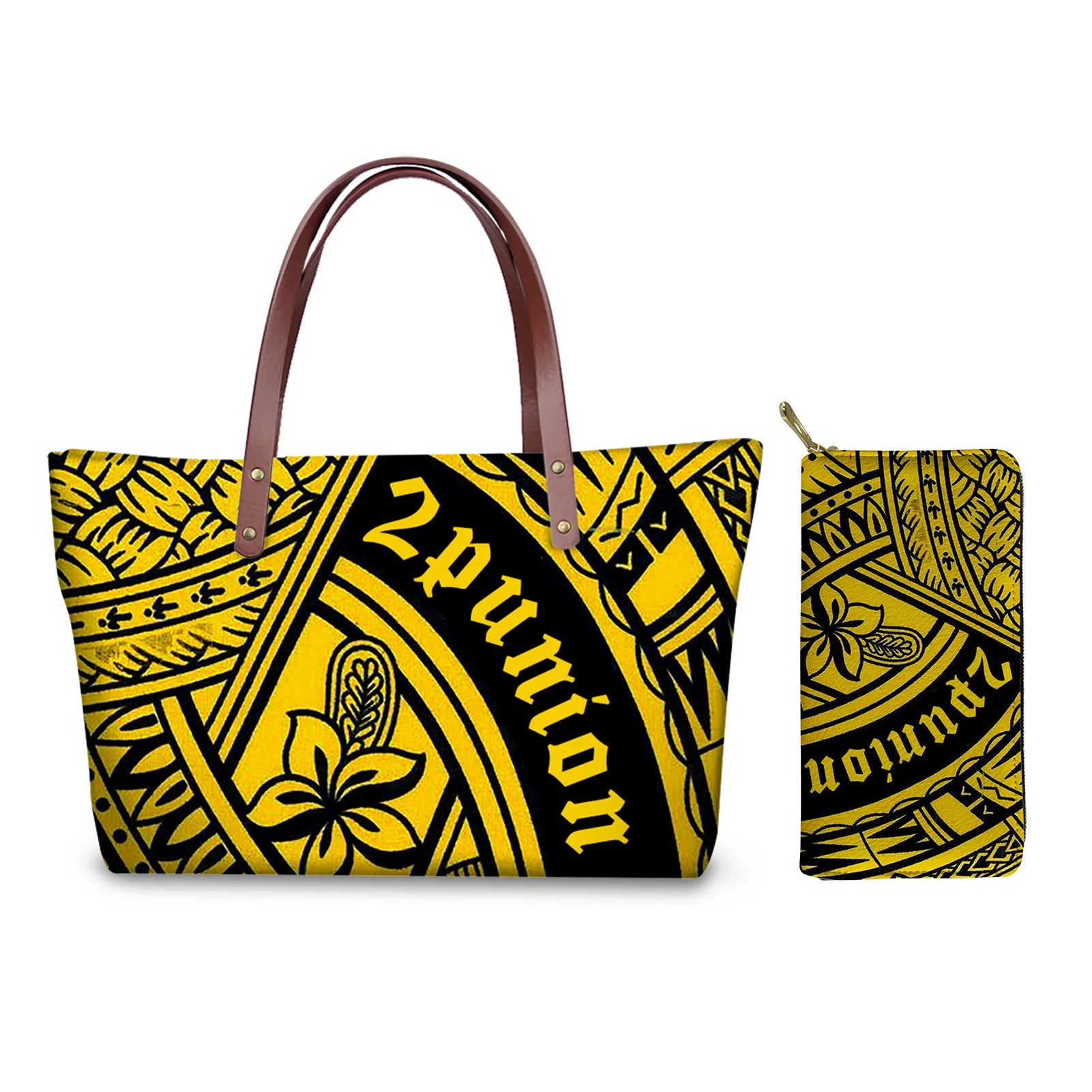 Traditional Tribal Polynesian Print Satchel Handbag Set Young Girls Hand Bags and Purses for Women Luxury Custom Purse with Logo