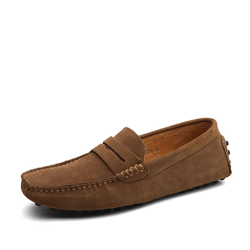 Men Casual Shoes Fashion Pea Shoes Handmade Suede Genuine Leather  Loafers Moccasins Slip on Men's Flats Driving Shoes Big Size