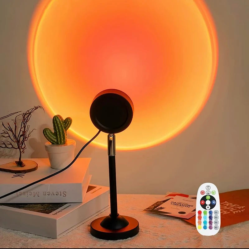 Hot Sale Led Sunset Lamp 16 Colors Rgb With Remote Control Rainbow Projection Night Light Led Sunset Light