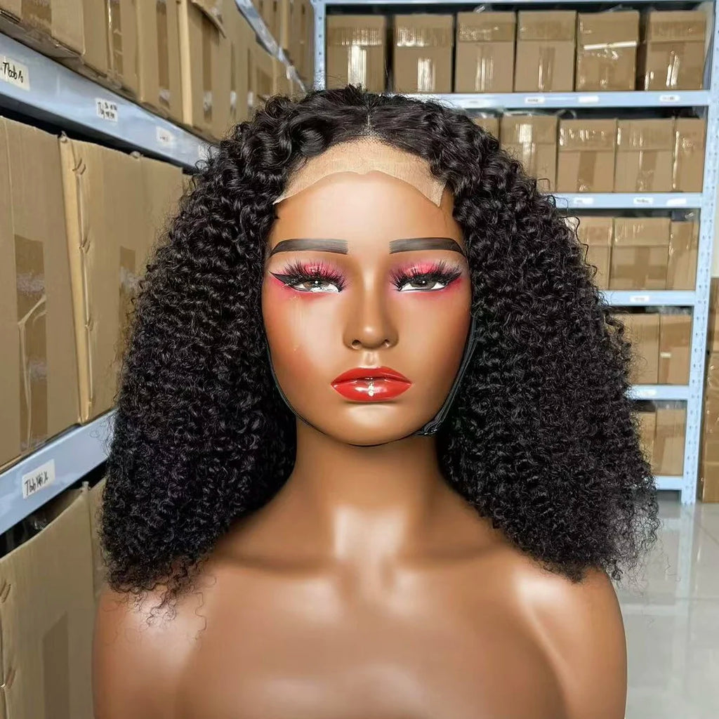 CUSTOMIZED Cuticle Aligned Virgin Brazilian Hair Kinky Curly Hair Wigs High Density Transparent hd Lace 4X4 Lace Closure Wigs