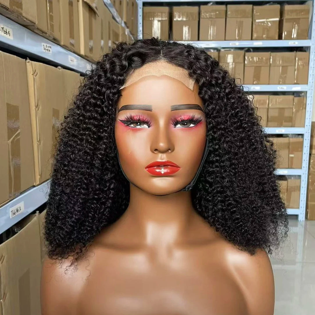 CUSTOMIZED Cuticle Aligned Virgin Brazilian Hair Kinky Curly Hair Wigs High Density Transparent hd Lace 4X4 Lace Closure Wigs