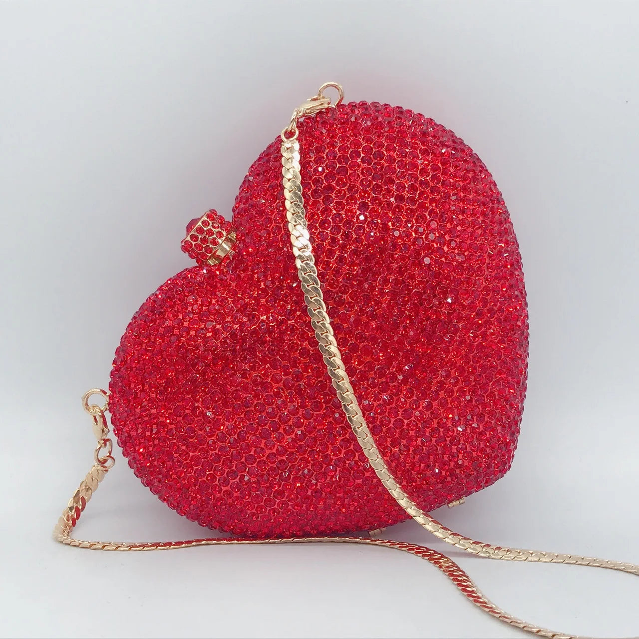 Factory Luxury Clutches Evening Bags Pink Heart Rhinestone Bag Heart Shape Purse Crystal Handbag Party Bags Women