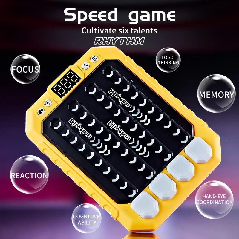 ZLang Montessori Pockets Travel Toy Electronic Music Rhythm Puzzle Game Machine Light up Education Sensory Fast Push Table Game