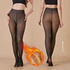 Winter High Quality Warm Plus Size Pantyhose Tights Translucent Brown Fleece Lined Thick One Crotch Design for Women Leggings