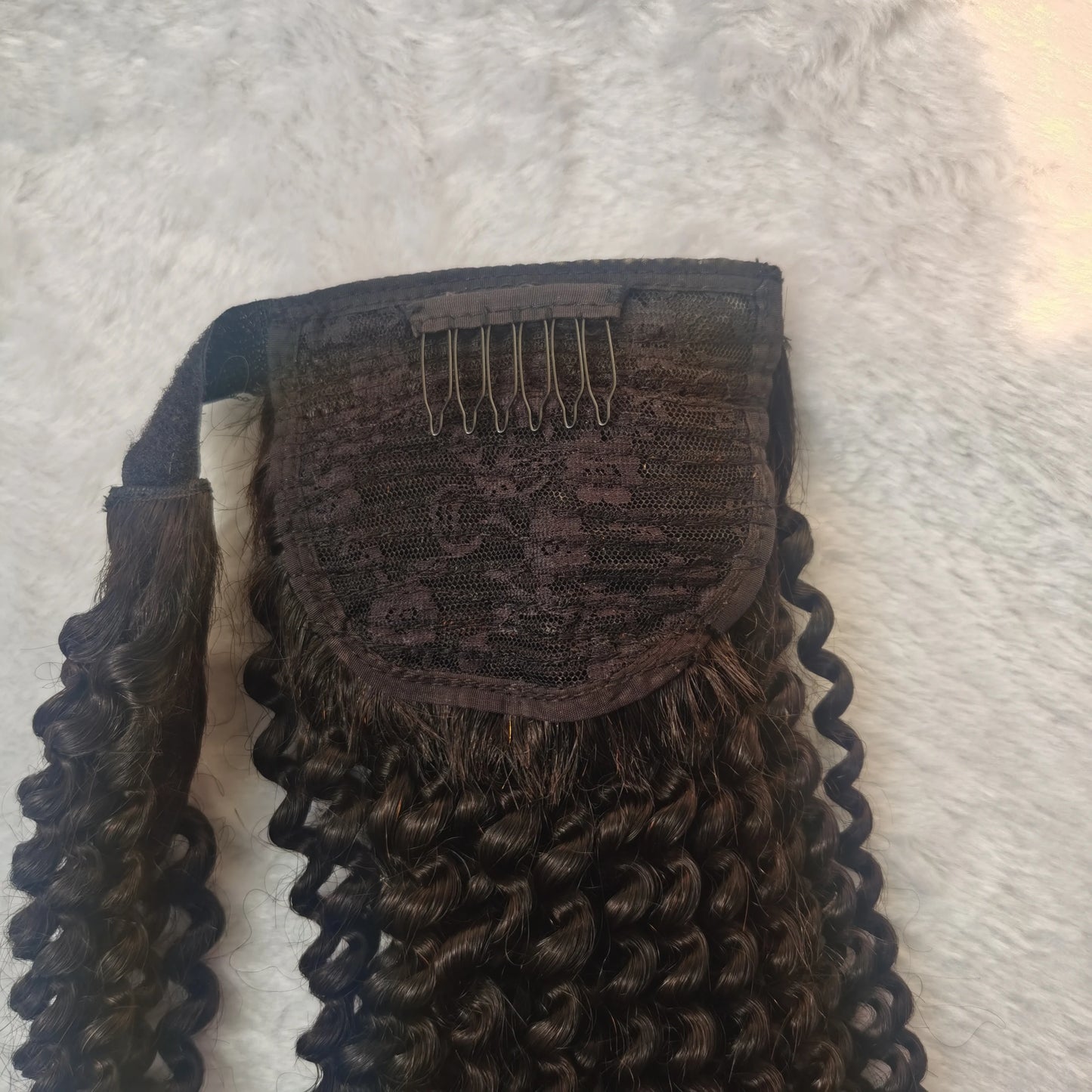 2024  Black Ponytail 18inch Indian Human Hair Extensions Afro Kinky Curly Hair Ponytails