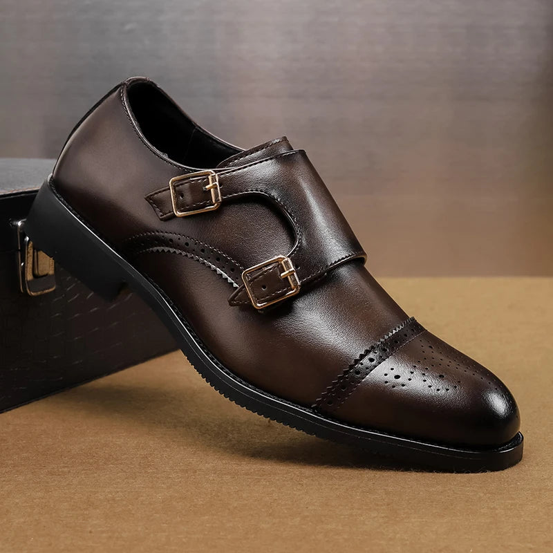 2026 New Products Buckle Strap Fashion Style Men's Business Dress Shoes Italian Genuine Leather Shoes Oxfords