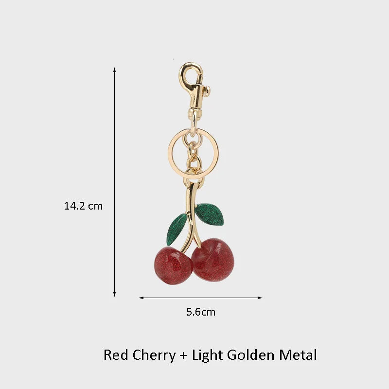 Cherry Bag Charm Fashion Accessories Golden Key Chain Glitter Resin Purse Charm for Bags