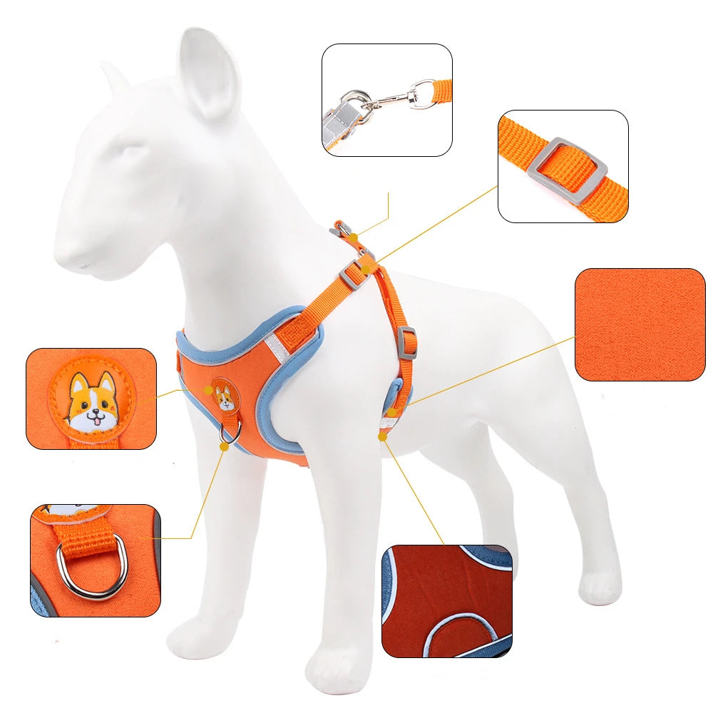 Dog Harness with Leash Adjustable Vest Walking Supplies Soft Breathable Pet Accessories for Chihuahua Pug Small Puppy Dog Lead