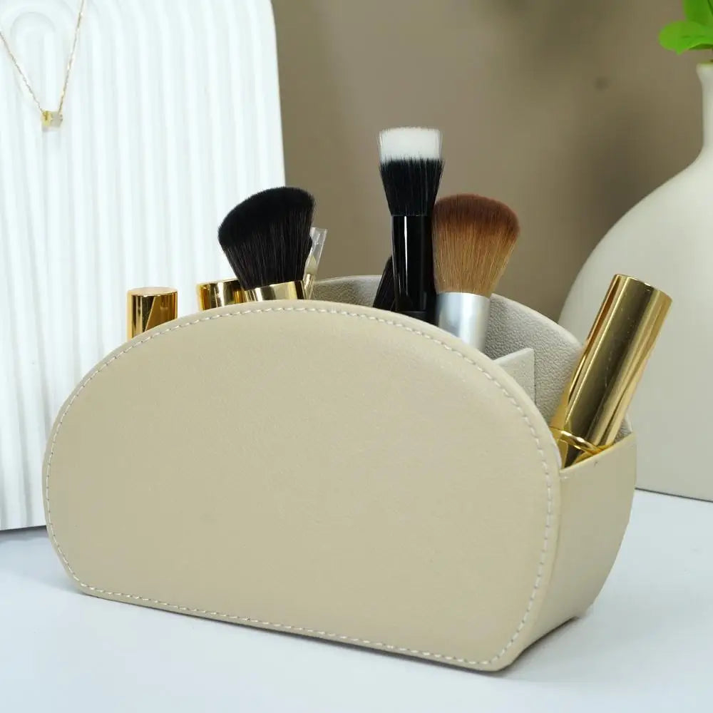 Faux Leather Remote Control Holder with 5 Compartments, Multifunctional Desktop Storage Box/Remote Organizer Caddy/Pen Case/Home
