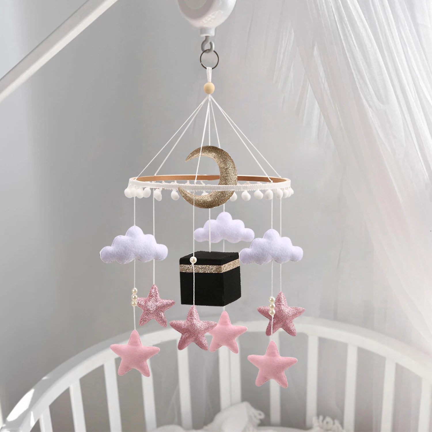 Islamic Baby Mobile for Crib Baby Kaaba Mobile Muslim Baby Mobile Quran Reciting