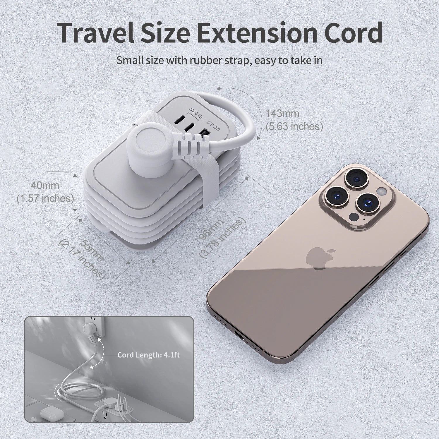 Hot Sale Electric PD 20W US 2 Outlets Flat Plug 1 USB Ports 2 Type-C OTP Protection Portable Tabletop Extension Power Strip