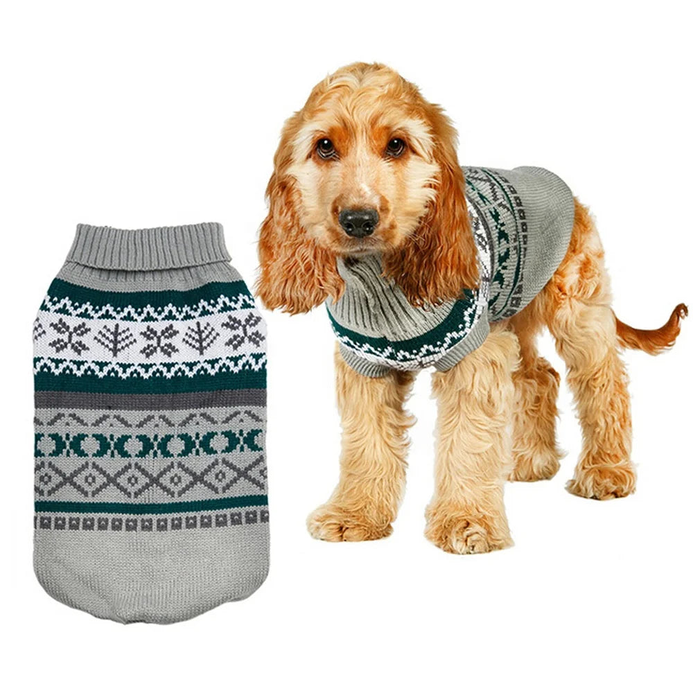 Fashion XXXL Dog Christmas Sweater with Snow Diamond Pattern Elegant Pet Clothes