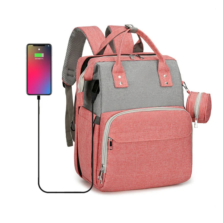 Factory Wholesale OEM ODM Custom Mummy Bag With Bed Cradle Baby Backpack Diaper Bag With Changing Station Mother Baby Care Bag
