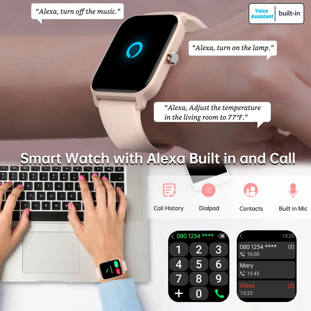 Smartwatch Gift for Men and Women, 1.8" HD Full Touch Screen, Make & Receive Calls, Message Notifications, 100+ Sports Modes