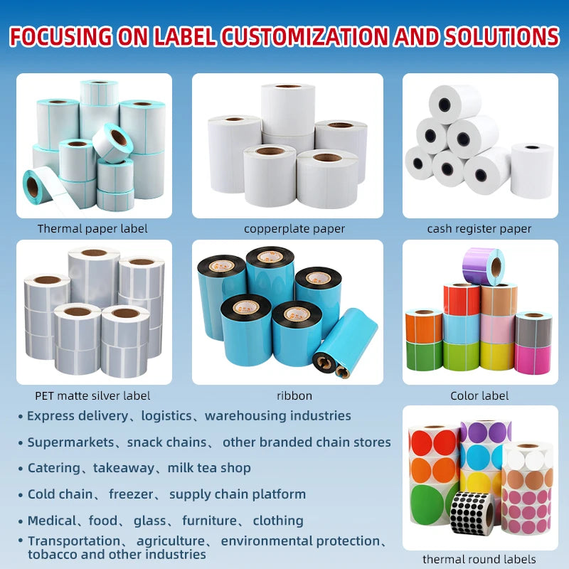 LTLL BPA Free 30x15 mm 1500 Sheet Waterproof Adhesive Blank Mini Direct Thermal Sticker Label Roll for Supermarket Barcode
