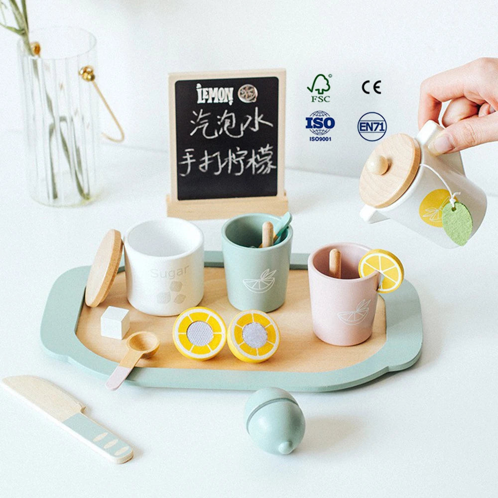 Children's Simulation Dessert Shop Ice Cream Ice Cream Tea Set Sales Shop Boys and Girls Play Home Wooden Toys