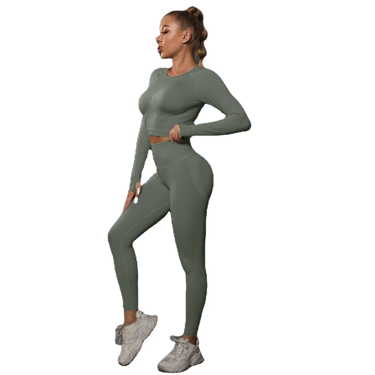 YWYSKAF-6600 High Quality Women's Good Elasticity Two Piece Sports Suit Ladies Fitness Gym Wear Fashion Yoga Suit