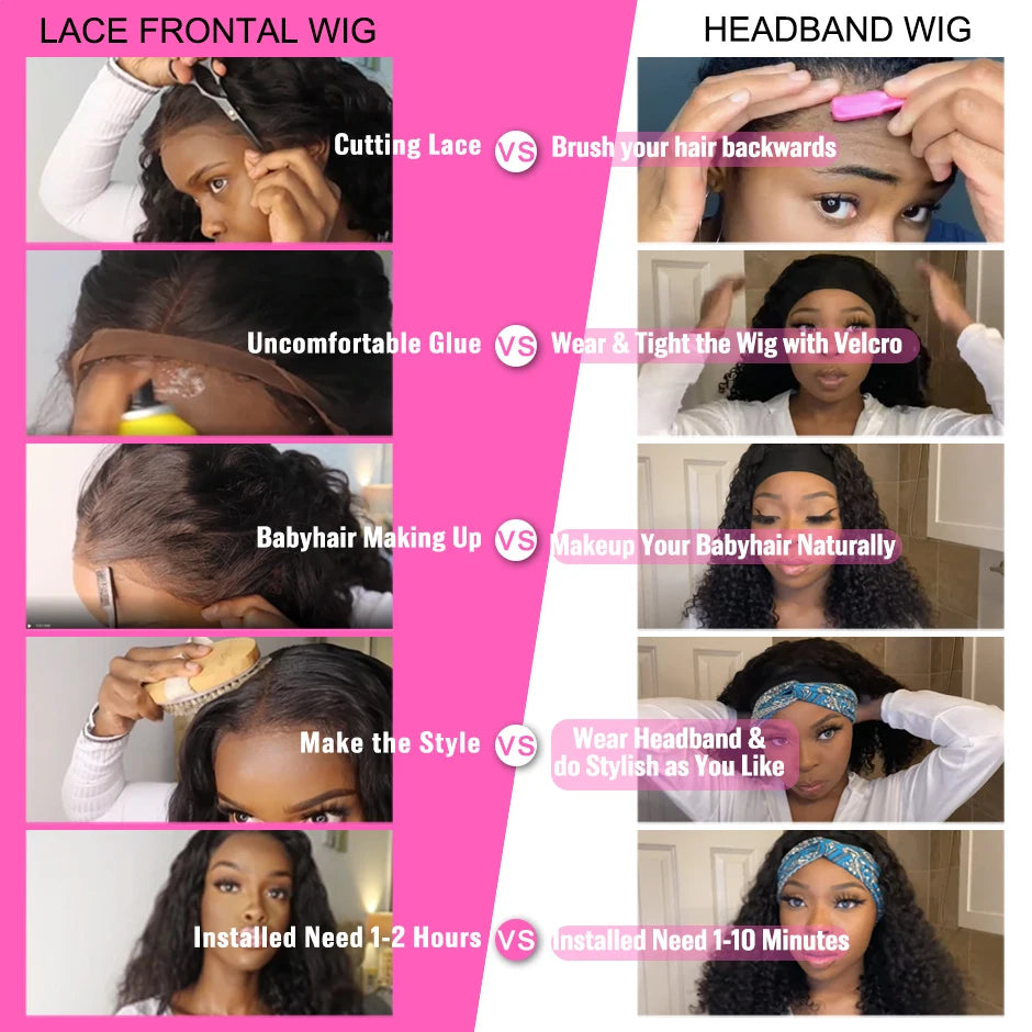 ISEEHAIR Straight Headband Wig Human Hair Wigs 180% Density Peruvian Straight Hair Wig Full Machine Made Wig For Black Women