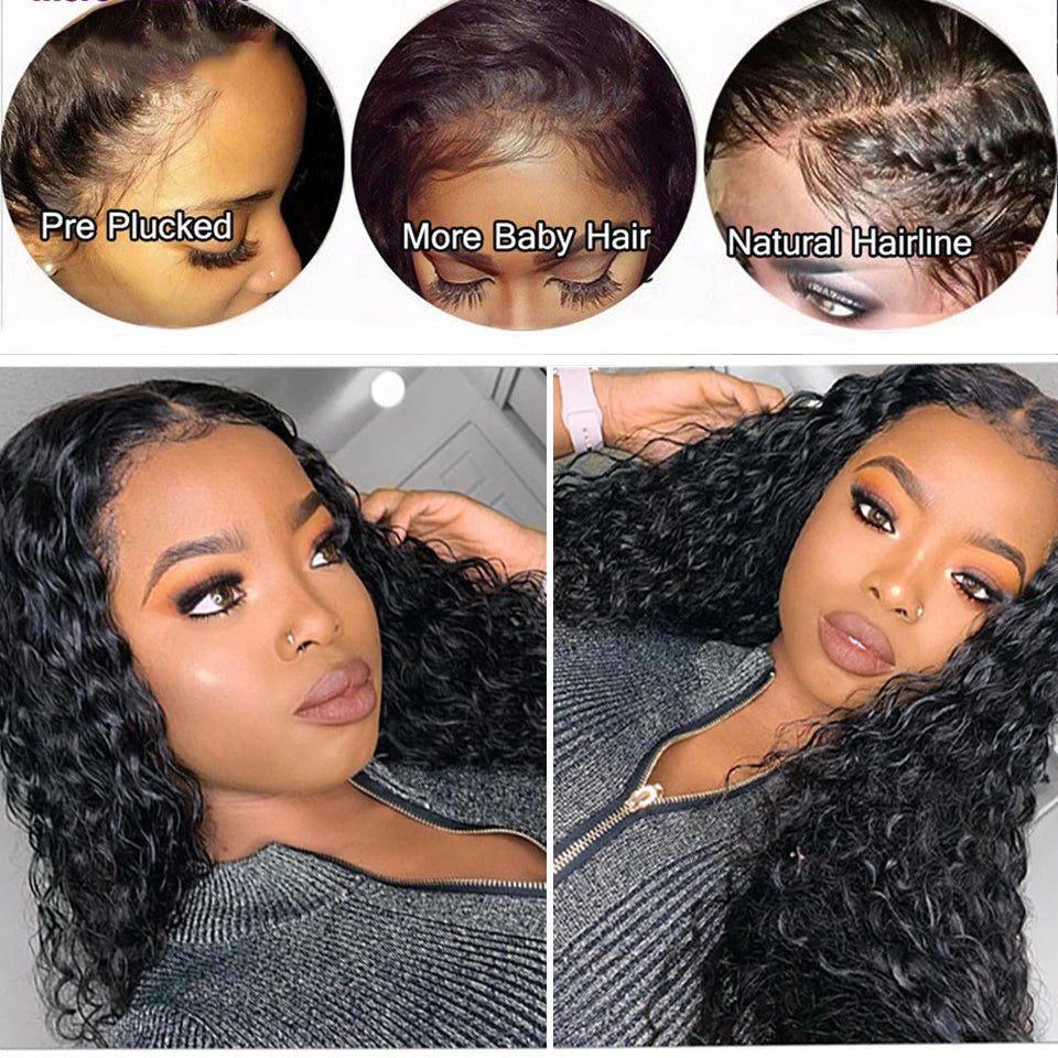 Ali Grace Glueless Wig Peruvian Water Wave 13x4 Lace Front Human Hair Wig Preplucked Water Deep Wave Lace Front Wigs For Women
