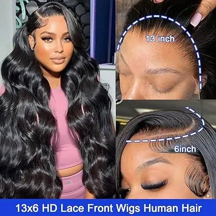 Double Drawn 13x6 Hd Human Hair Lace Front Wigs Pre Plucked Body Wave for Black Women HD Swiss Lace Frontal Wigs Human Hair