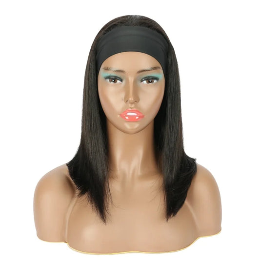 Headband Human Hair Wig None Lace Front Glueless Brazilian Virgin Hair Machine Made Headband Wig for Women