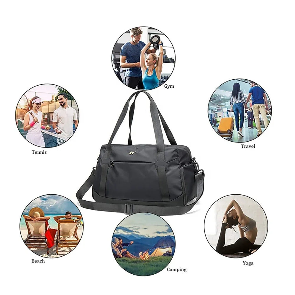 Folding Travel Duffel Bag Ladies Shoes Travel Bags With Shoe Compartment Tote Sports Bag for Women Customized logo