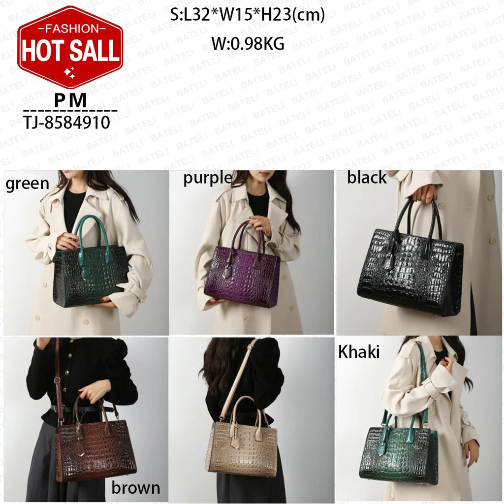 2026 New Women's Large Capacity Tote Bag Elegant Single Shoulder Oblique Straddle Zipper PU Fashionable Handbag Print Chain