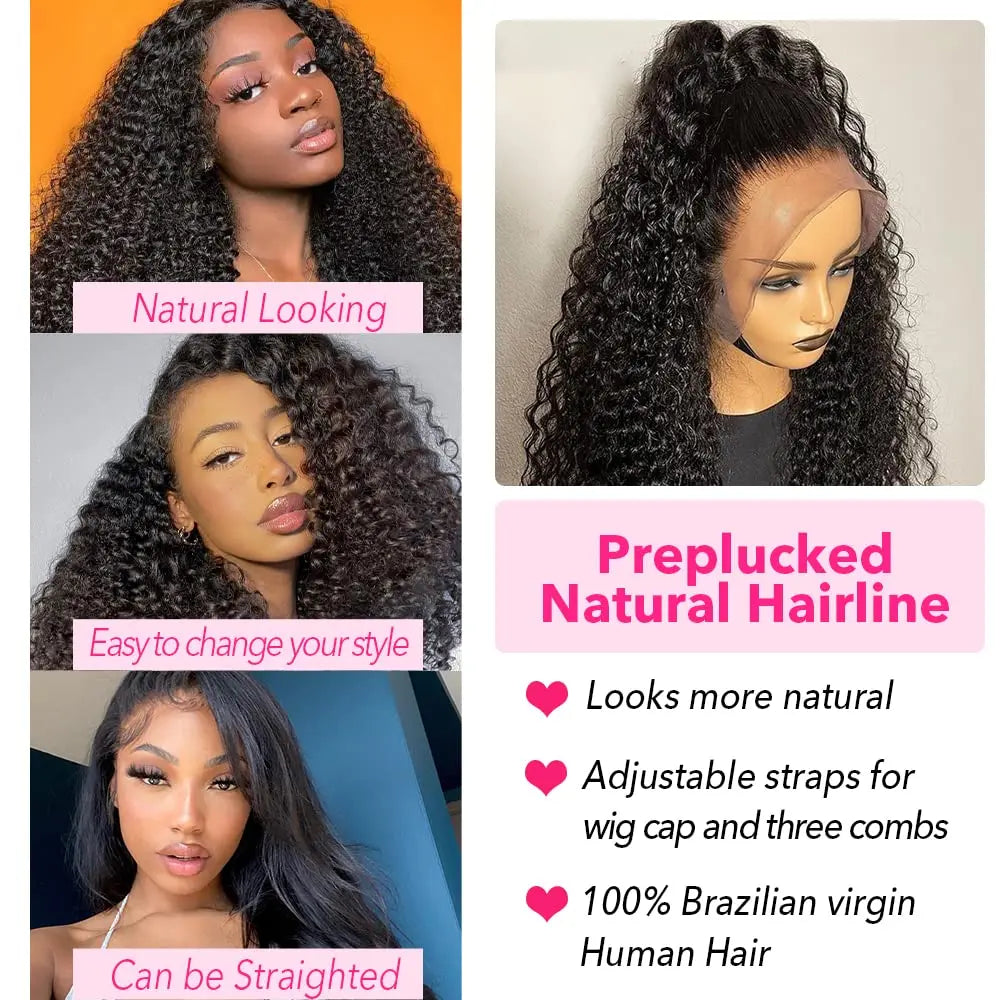 Wholesale Kinky Curly Real Virgin Cuticle Aligned 100% Brazilian Human Hair Wigs Glueless Transparent Lace Front for Black Women