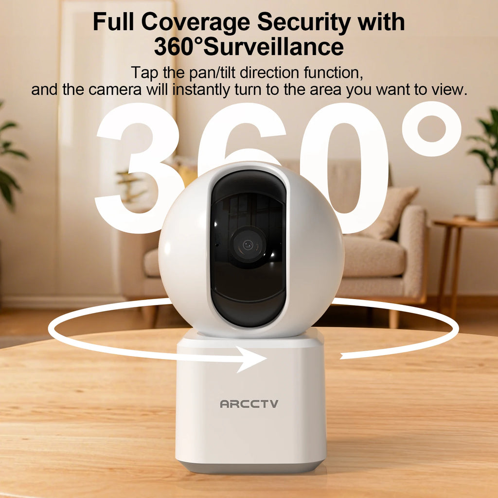 ARCCTV 2K Indoor Security Camera Wireless 360° PTZ View Night Vision Home CCTV WiFi Cameras Auto Tracking Dome Pet Baby Camera