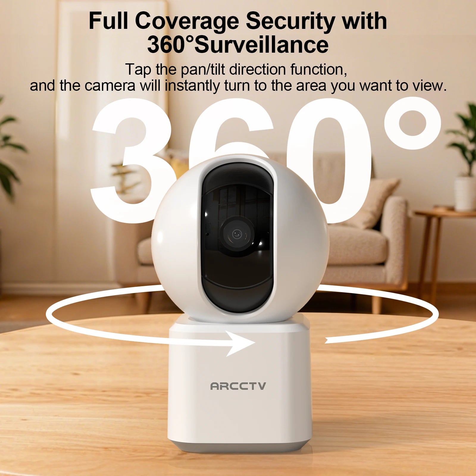 ARCCTV 2K Indoor Security Camera Wireless 360° PTZ View Night Vision Home CCTV WiFi Cameras Auto Tracking Dome Pet Baby Camera