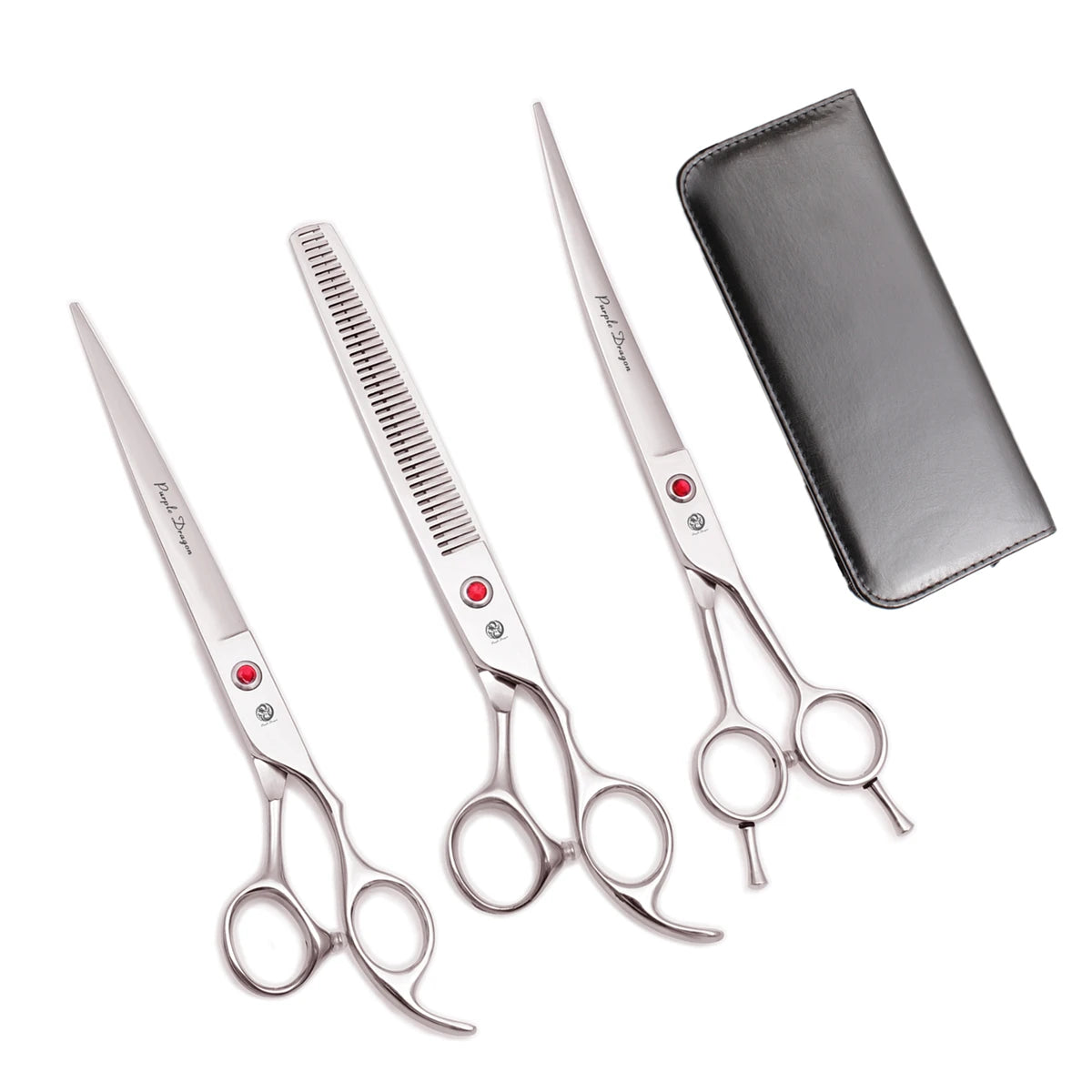 Purple Dragon Pet Grooming Scissors Kit 7.5" 8" Stainless Rainbow Straight Shears for Dogs Thinning Shears Curved Shears Z3005