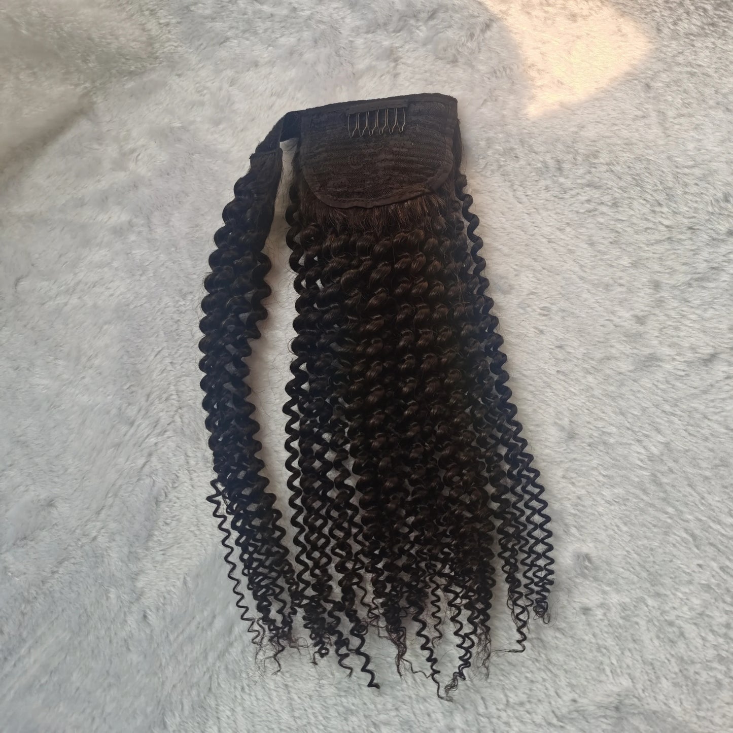 2024  Black Ponytail 18inch Indian Human Hair Extensions Afro Kinky Curly Hair Ponytails