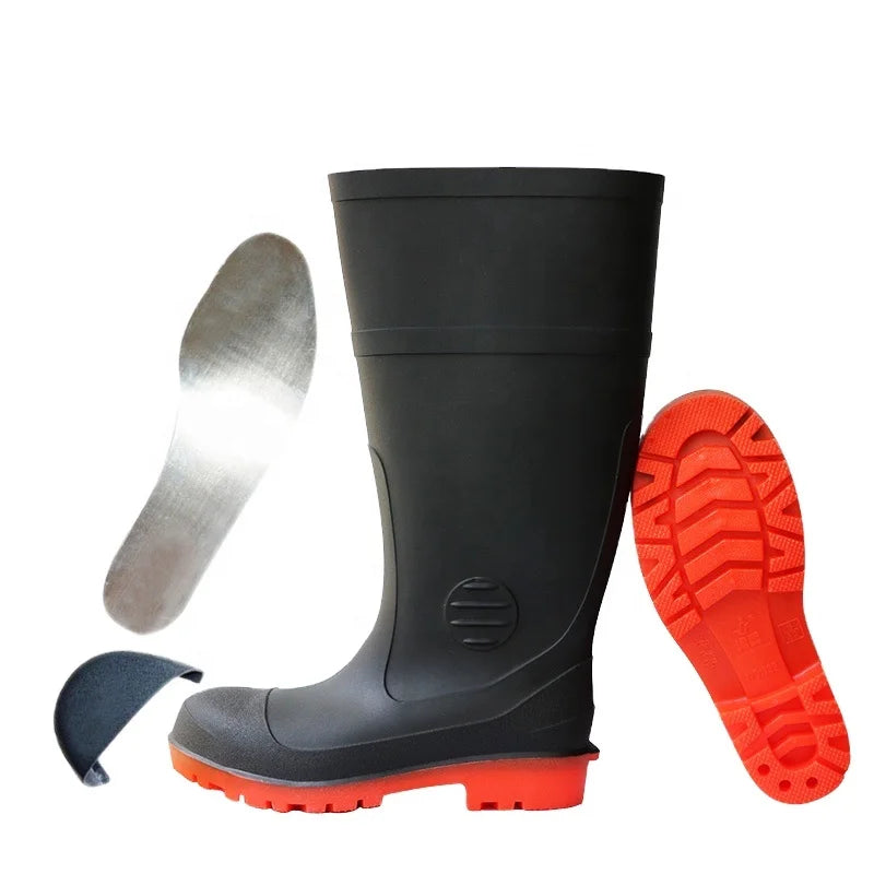 Hard Wearing Waterproof CE Standard Acid Resistant Industrial Steel Toe Safety Outdoor New Style Unisex Rain Boots