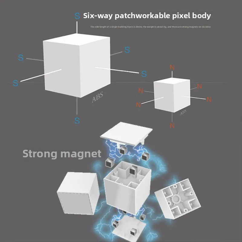 Elementary School Educational Stacking Toys 2cm Transparent Solid DIY Plastic Force Magnet Cube Geometry Square Math Teaching