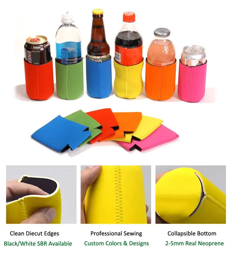 Foldable Custom Beach BBQ Insulated Blank Reusable Neoprene Beer Drink Coozy Cozy Christmas Gift 330ml 12oz Beverage Can Cooler