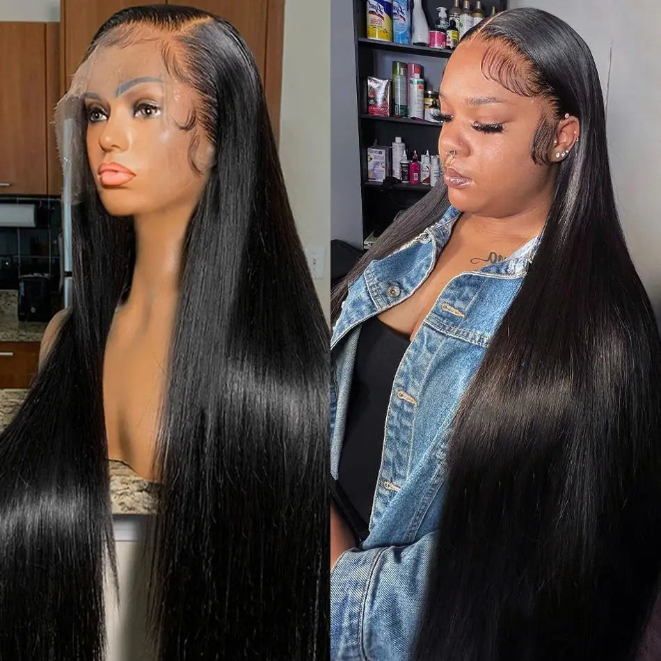 13x6 Raw Indian Lace Frontal Wig,Raw Glueless HD Full Lace Front Wigs,Straight Wave  Virgin Human Hair Wig