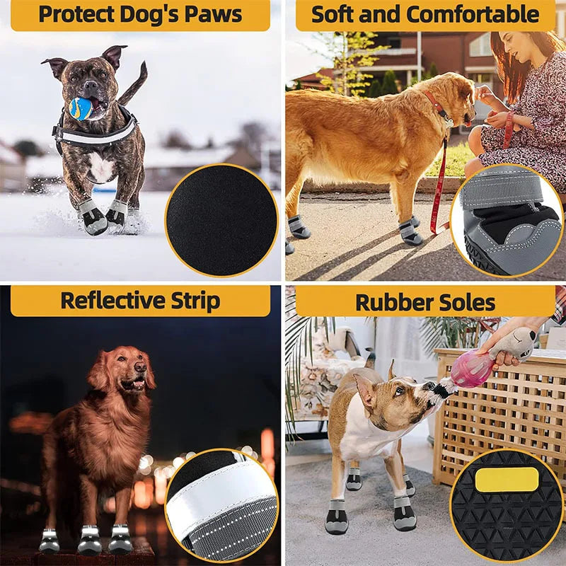 Wholesale Hot Selling 4Pcs/Set Pet Shoes & Socks Non-slip Breathable Dog Boots Microfiber Cloth Rubber With Reflective Strips