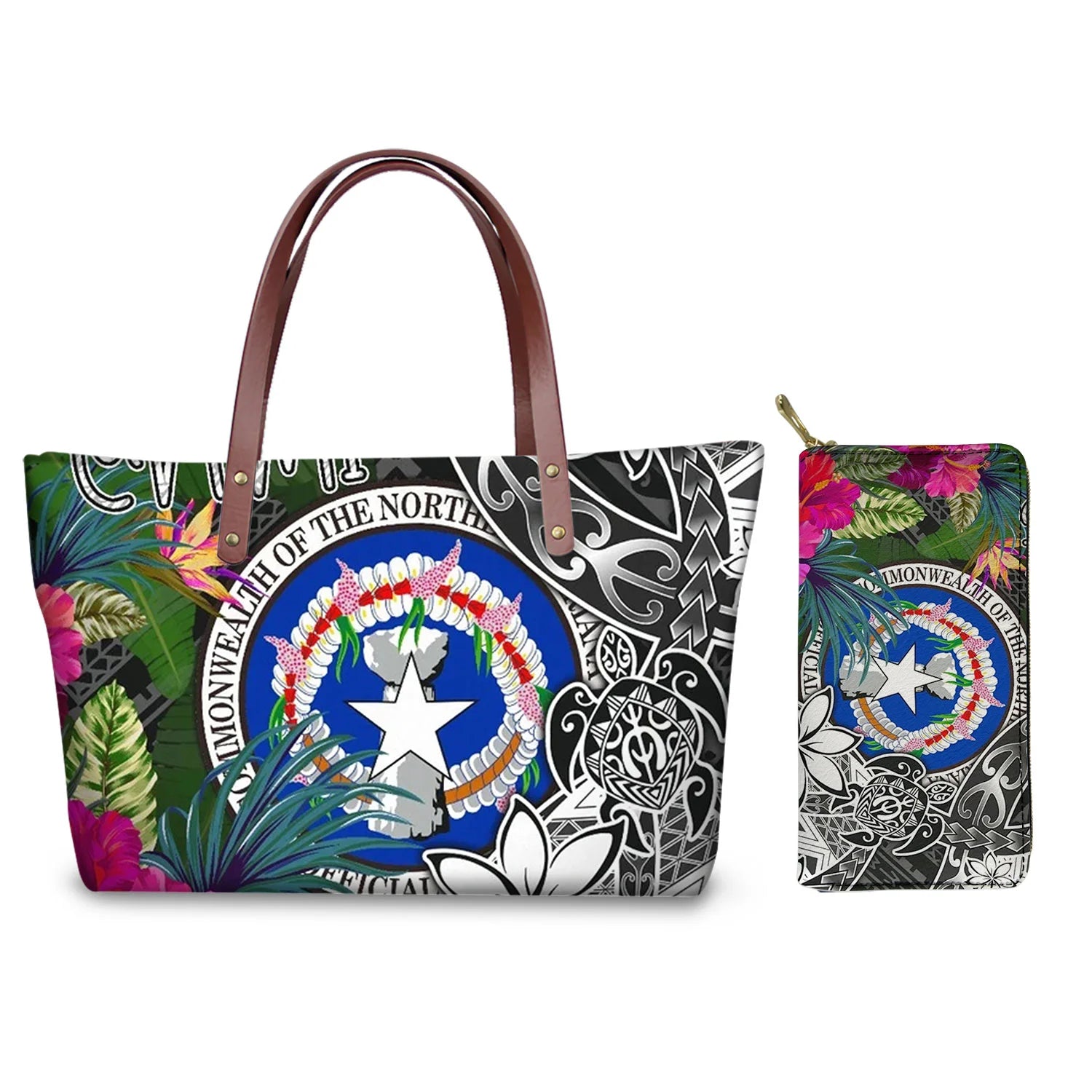Traditional Tribal Polynesian Print Satchel Handbag Set Young Girls Hand Bags and Purses for Women Luxury Custom Purse with Logo
