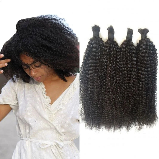 2025 New Arrival Brazilian Virgin Hair Afro 4c Mongolian Kinky Curly Hair Bulks Natural Black 4b Human Hair for Braiding