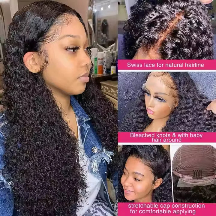 New Design 180% Cuticle Aligned 13X4 HD Transparent Lace Front Kinky Curly Wig Brazilian Human Hair Wig for Black Women