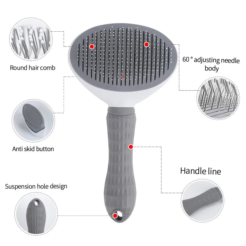 Hot Selling Self-Cleaning Pet Comb Stainless Steel and Plastic for Dogs and Cats Flea Comb From Suzhou