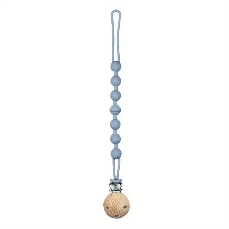 Baby Pacifier Clip Chain Wholesale Chewable Wooden Silicone Dummy Pacifier Clip Food Grade Silicone