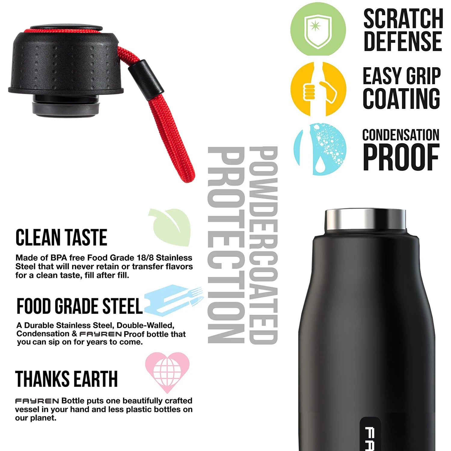 Portable Sports Water Bottle with Screw-on Lid Leak-proof Vacuum Stainless Steel Insulated Water Bottle for Cycling