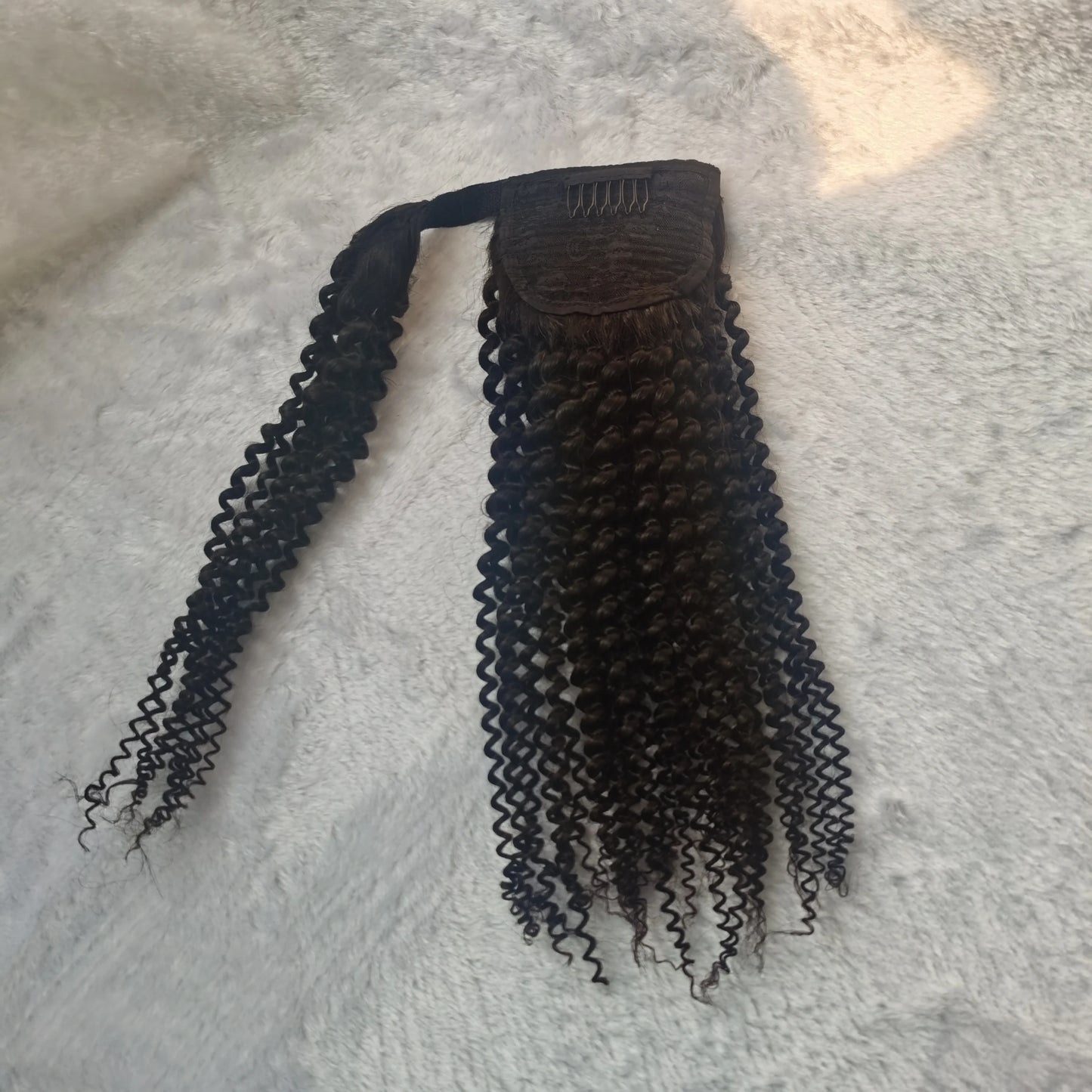 2024  Black Ponytail 18inch Indian Human Hair Extensions Afro Kinky Curly Hair Ponytails