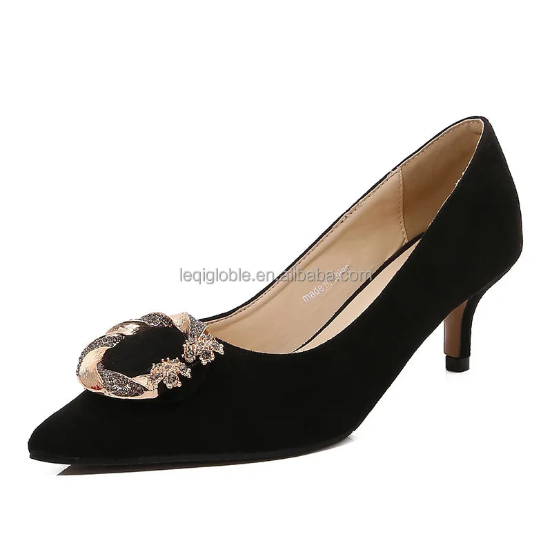 Custom Korean Style Anti-Slip Stiletto Heels 5 CM High Breathable Slip-On Women Big Size Shoes Office Shoes With Low Heels